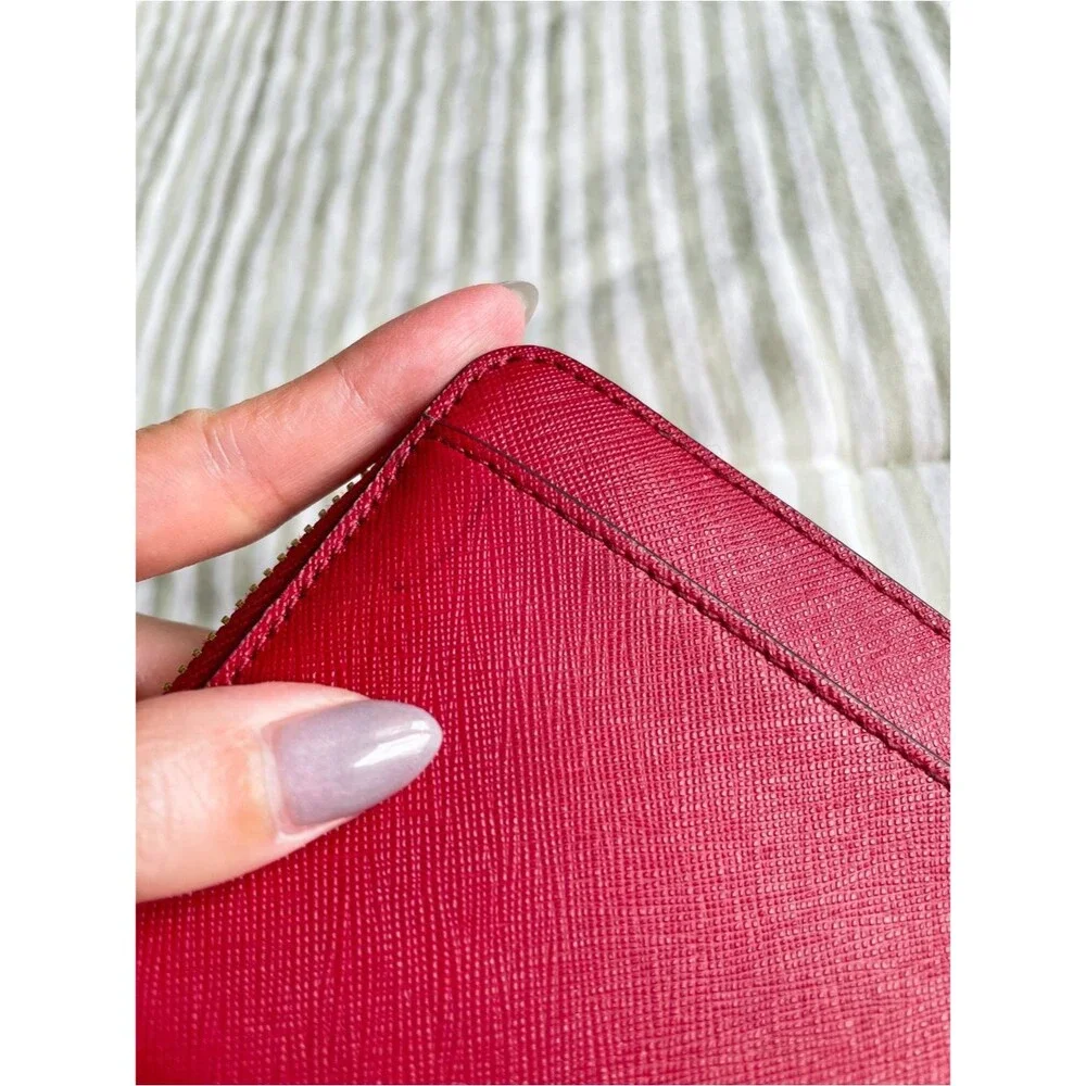 Kate Spade Cameron Large Zip Around Wallet Rosso Red Colorblock Accordion